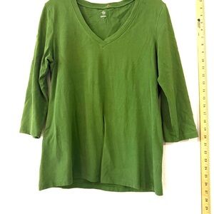 Caslon Green Long Sleeve V-Neck Top